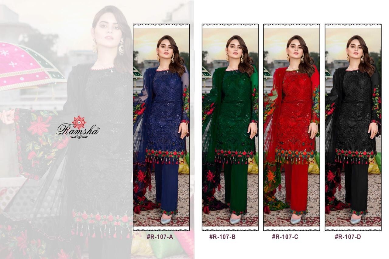 RAMSHA R-107-D PAKISTANI SUITS GORGETTE SINGALE