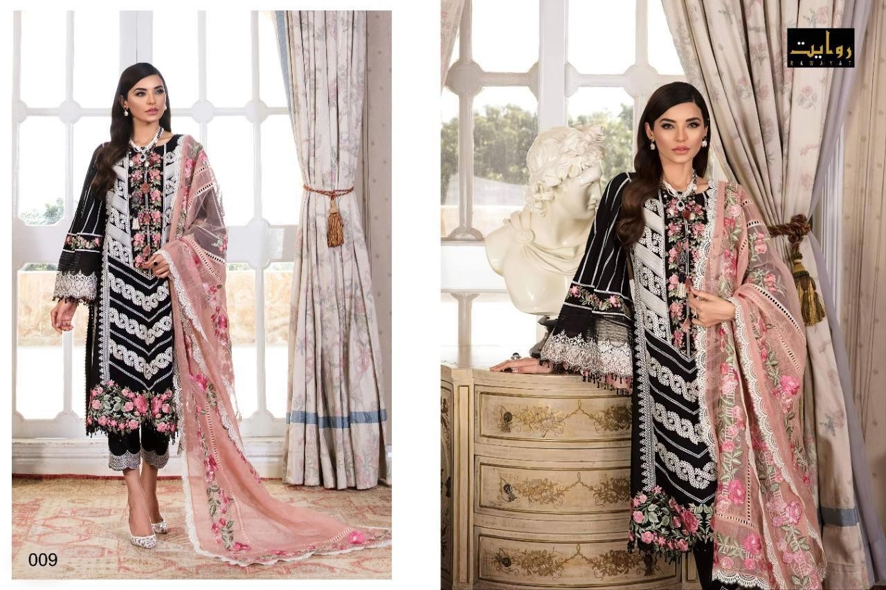 RAWAYAT CRIMSON-21 EMBROIDERED LAWN COLLECTION 009 WHOLESALE PAKISTANI SUITS