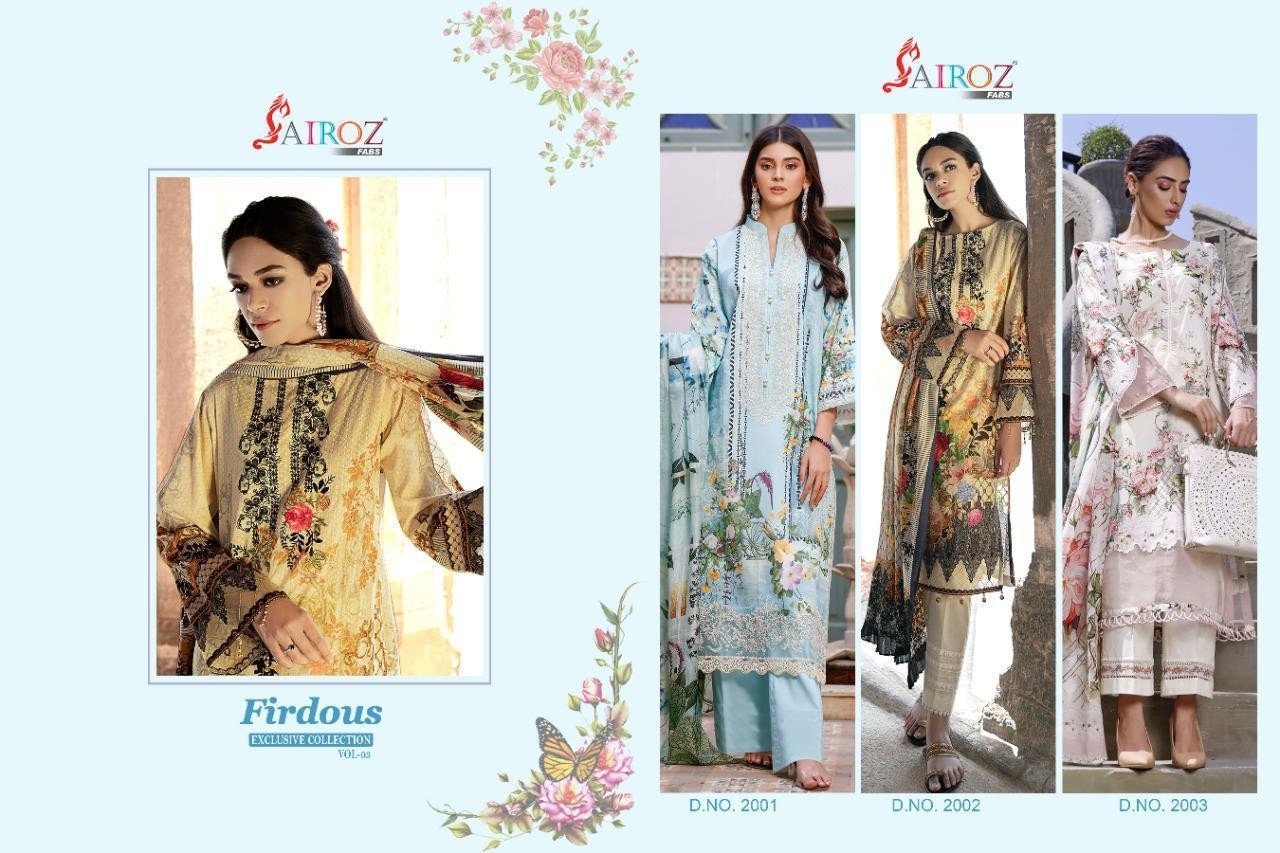SAIROZ FABS FIRDOUS EXCLUSIVE COLLECTION VOL-3 2002 KARACHI SUITS IN SURAT