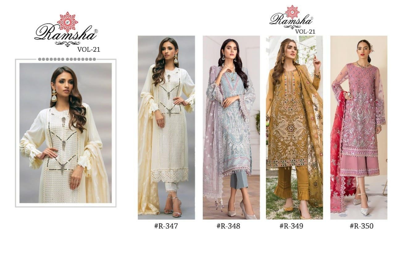 RAMSHA R-347 PAKISTANI SUITS WHOLESALE SINGALE