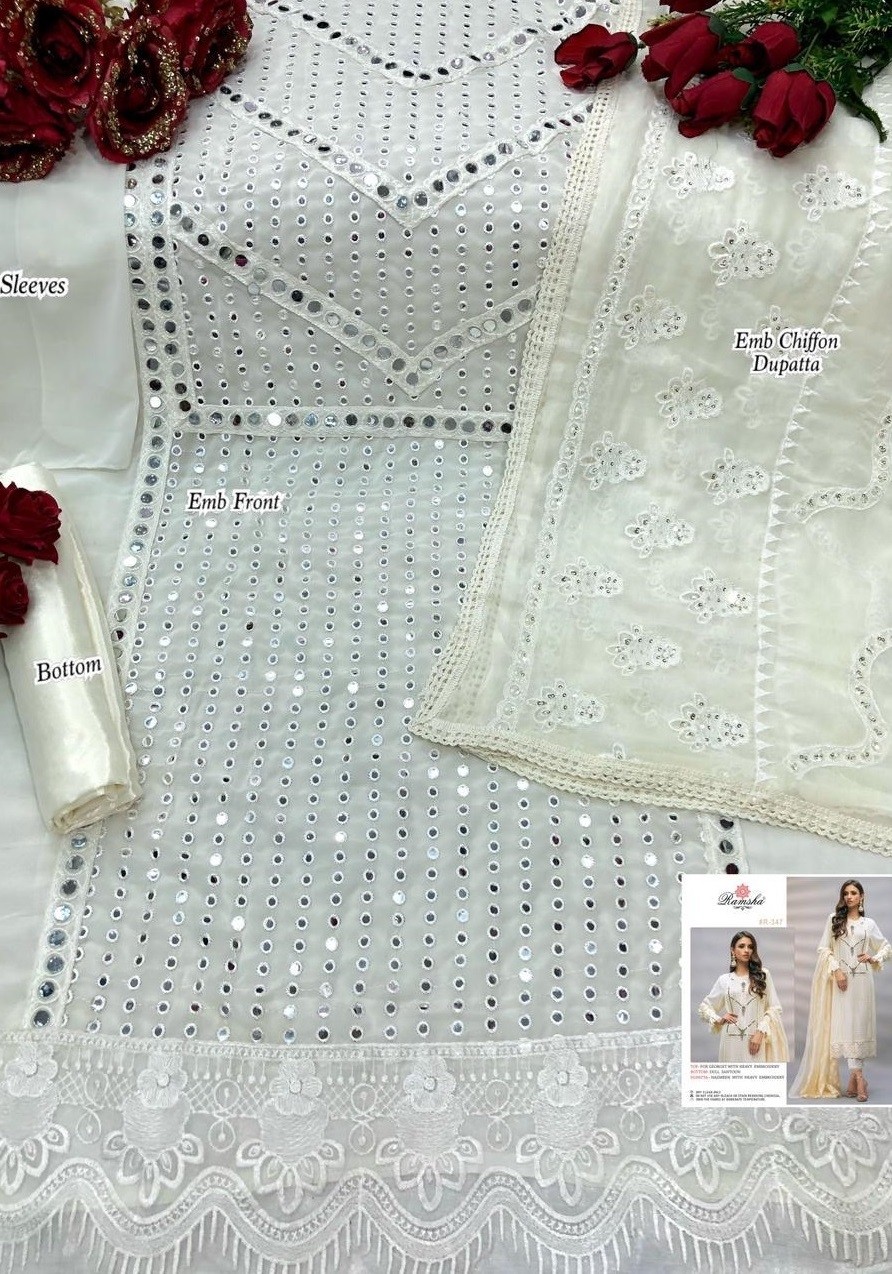 RAMSHA R-347 PAKISTANI SUITS WHOLESALE SINGALE