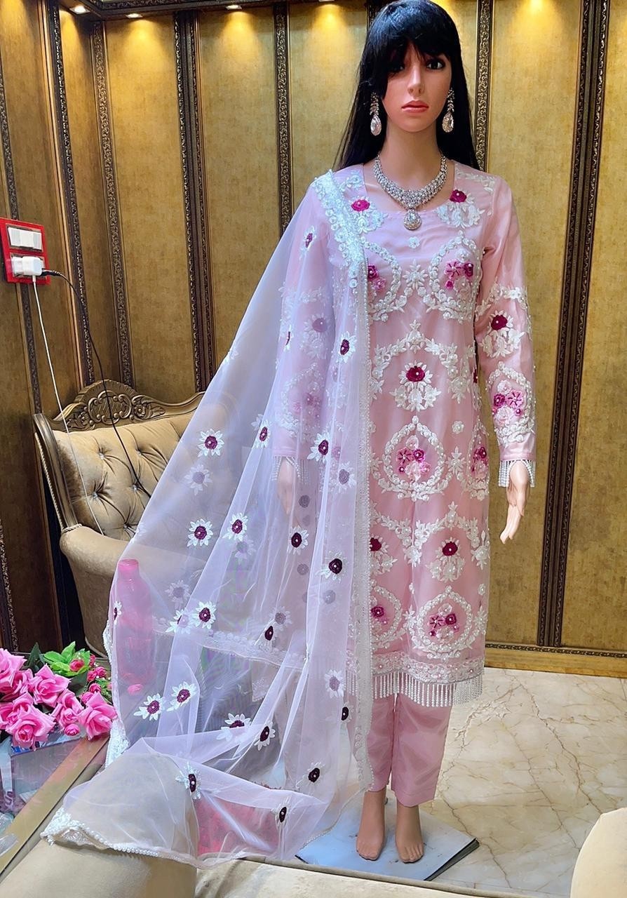 ZIAAZ DESIGNS NOOR COLOURS WHITE LATTEST PAKISTANI SUITS 