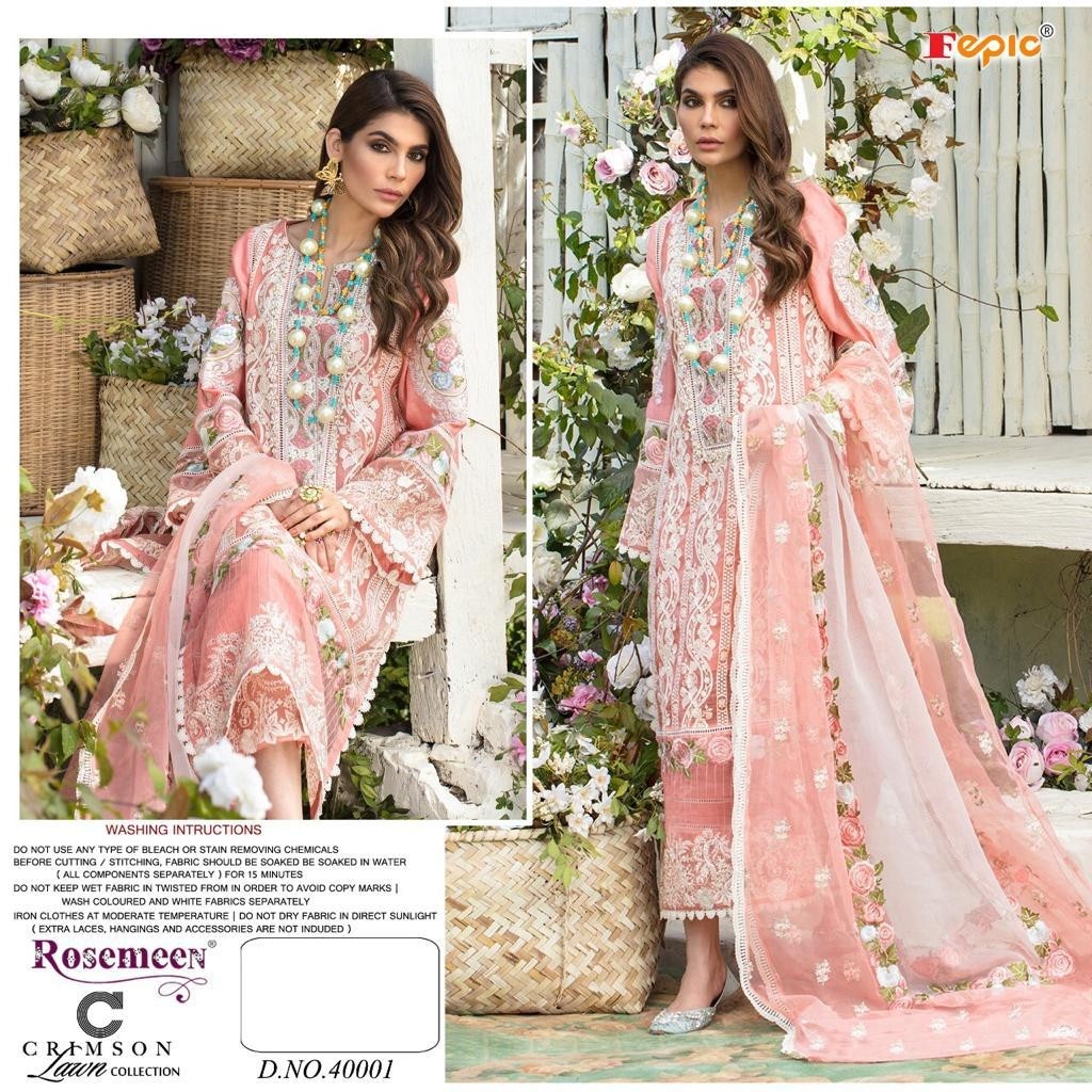 FEPIC ROSEMEEN CRIMSON LAWN COLLECTION 40001 PAKISTANI CONCEPT SUITS