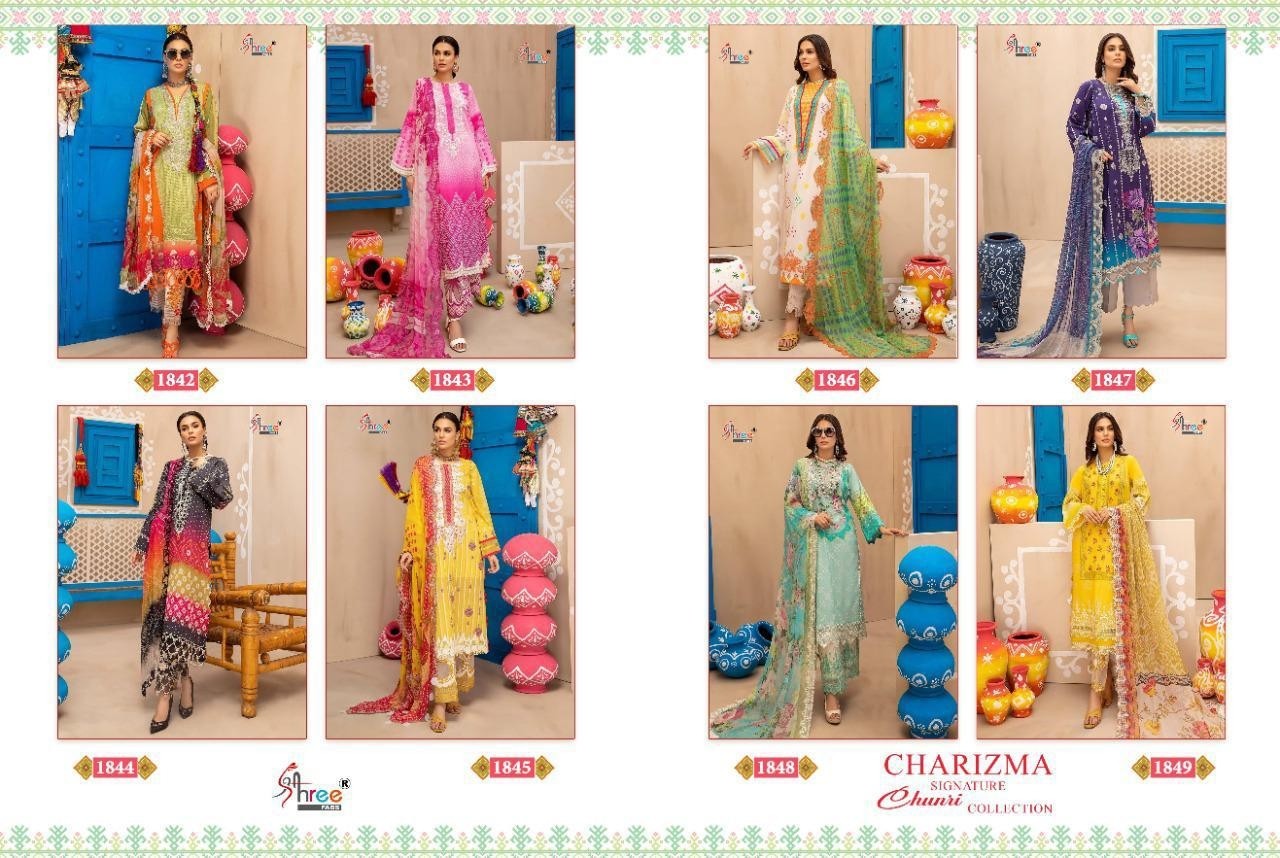 SHREE FABS CHARIZMA SIGNATURE CHUNRI COLLECTION 1842TO1849 COTTON SUITS FULLSET