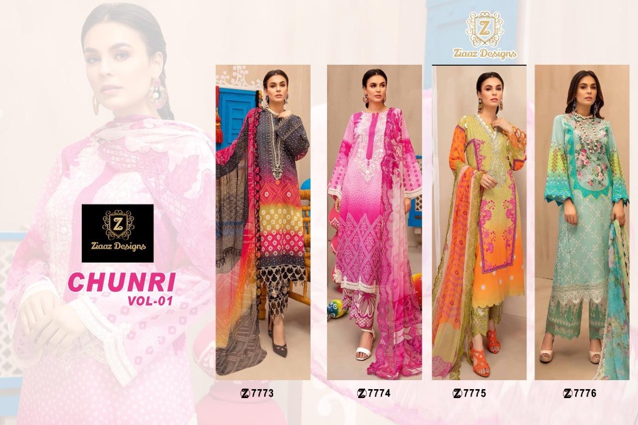 ZIAAZ DESIGNS CHUNRI VOL-1 7773 ONLINE SHOPPING SALWAR KAMEZ