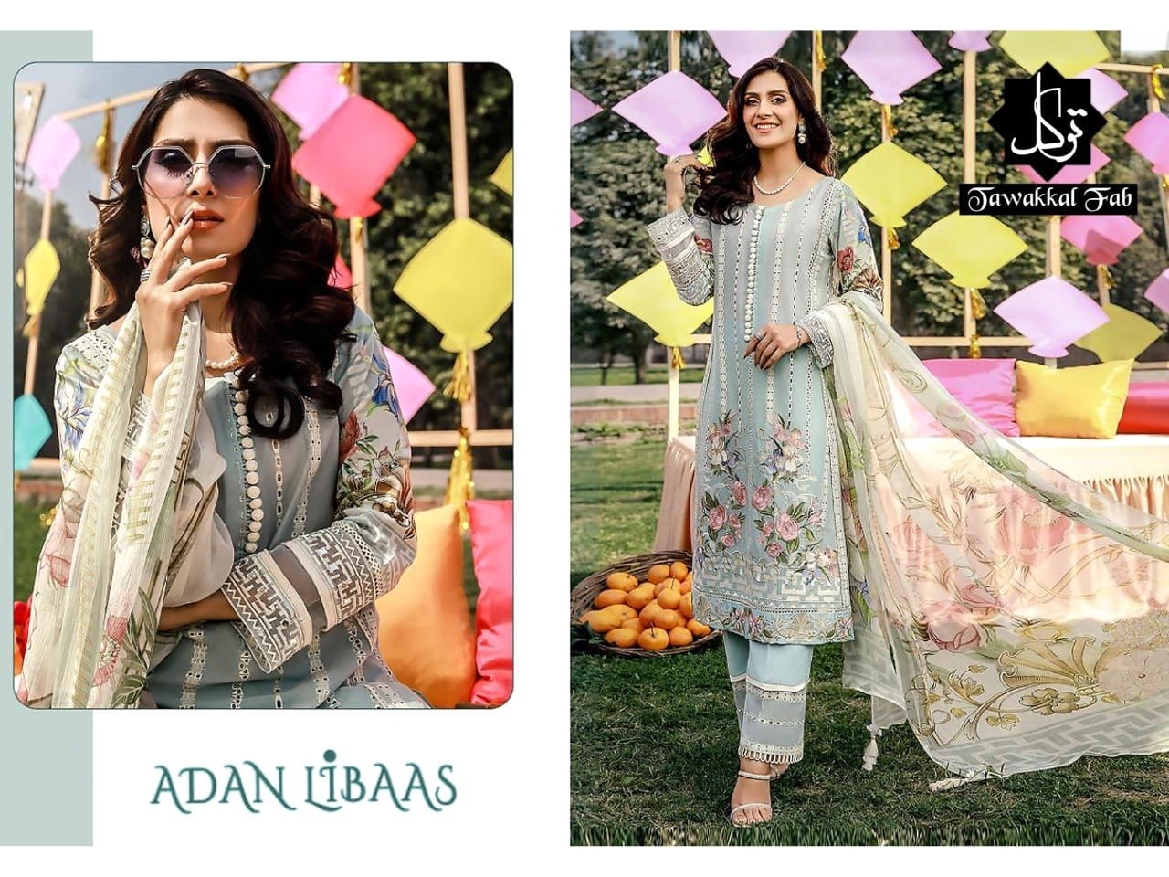 TAWAKKAL FAB ADAN LIBAAS PAKISTANI SUITS CHIFFON DUPATTA