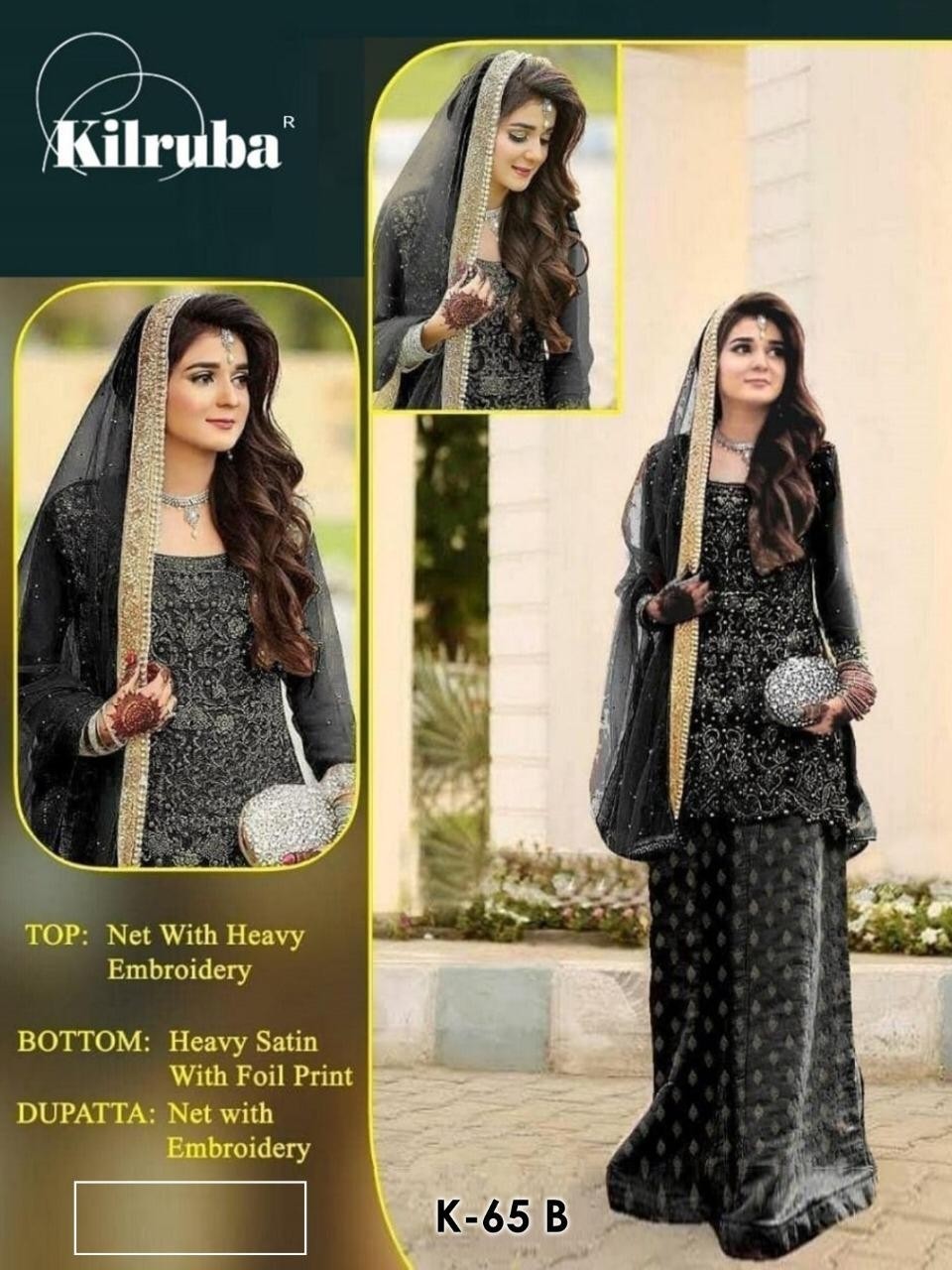 KILRUBA D.NO.K-65 BEST PAKISTANI SALWAR KAMEZ AVAILABALE SINGALE