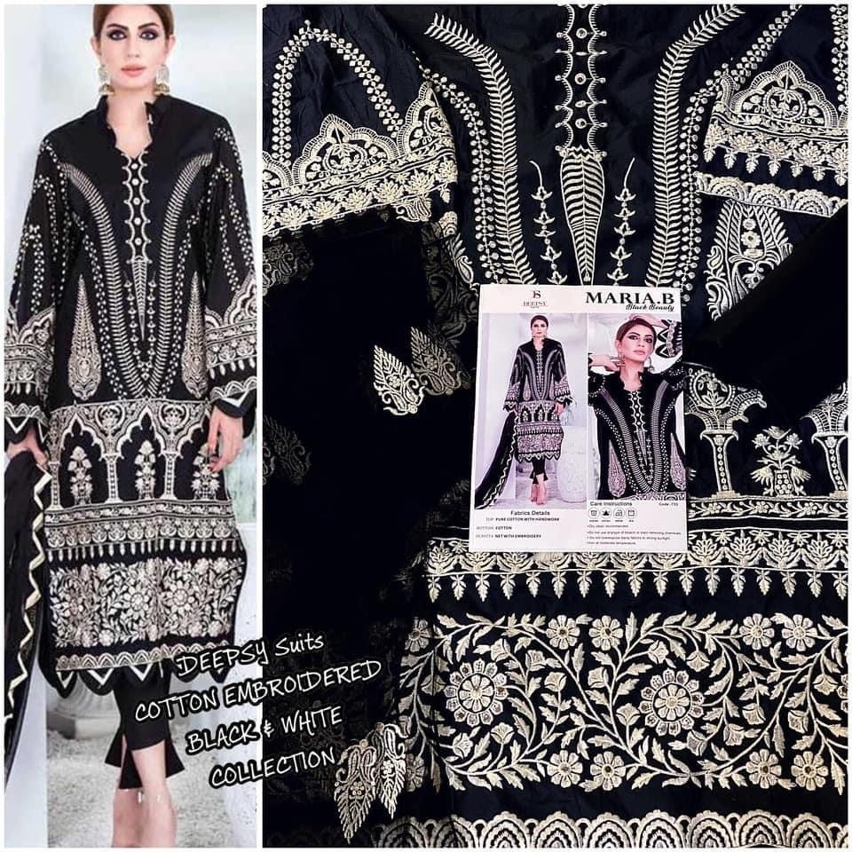 DEEPSY SUITS MARIA B EMBROIDERED BLACK & WHITE COLLECTION PAKISTANI SUITS