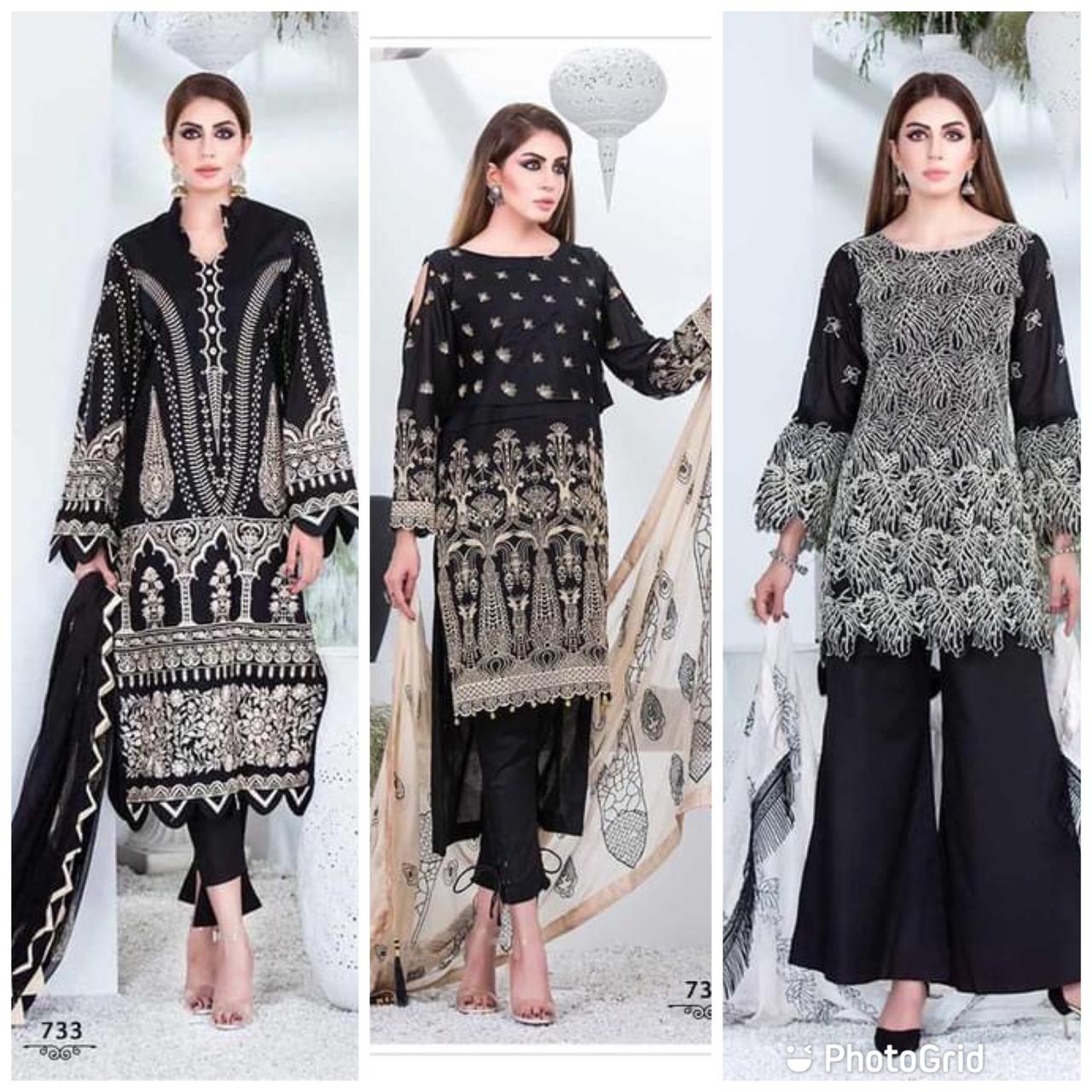 DEEPSY SUITS MARIA B EMBROIDERED BLACK & WHITE COLLECTION PAKISTANI SUITS