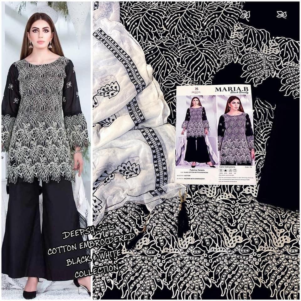 DEEPSY SUITS MARIA B EMBROIDERED BLACK & WHITE COLLECTION PAKISTANI SUITS