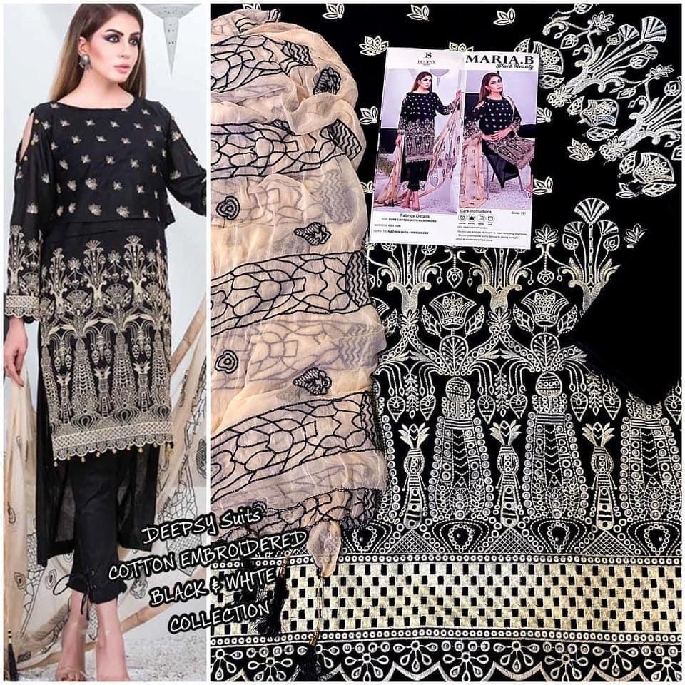 DEEPSY SUITS MARIA B EMBROIDERED BLACK & WHITE COLLECTION PAKISTANI SUITS