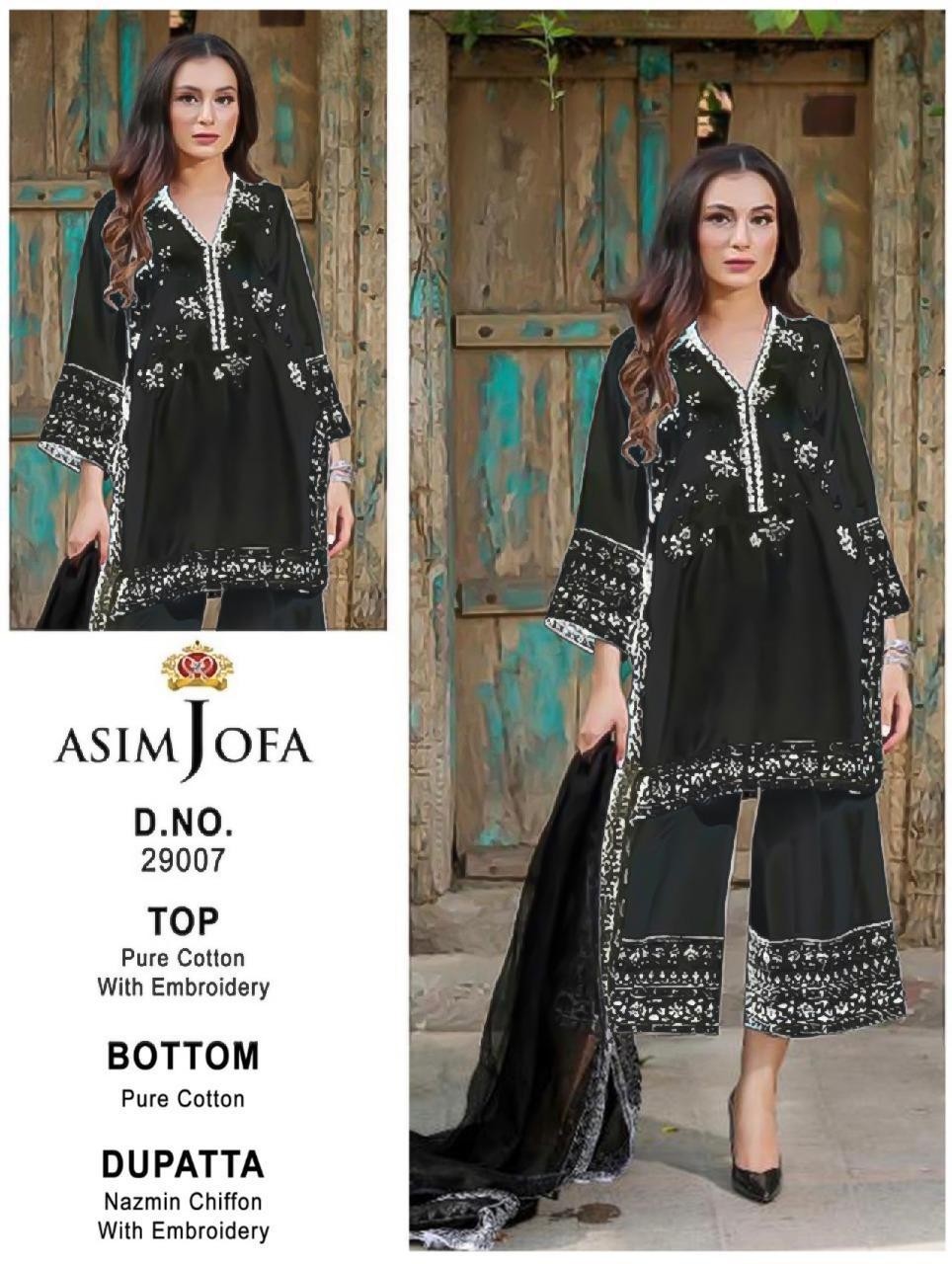 ASIM JOFA 29007 PAKISTANI SUITS BLACK WHOLESALE PRICE AVAILABALE IN SURAT