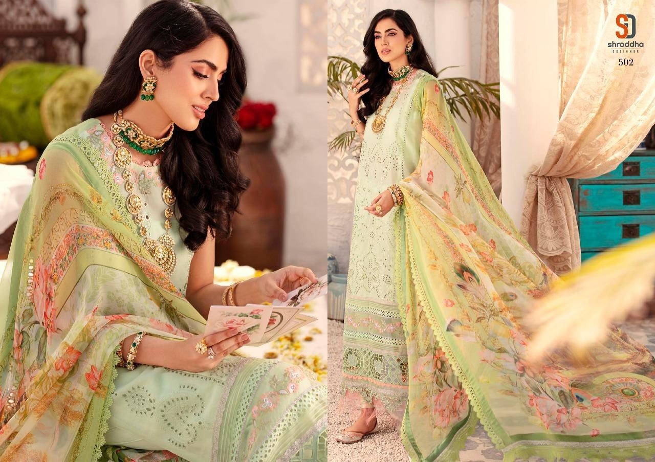SHRADDHA DESIGNER NOOR VOL-5 502 CHICKEN WORK COLLECTION SALWAR KAMEZ