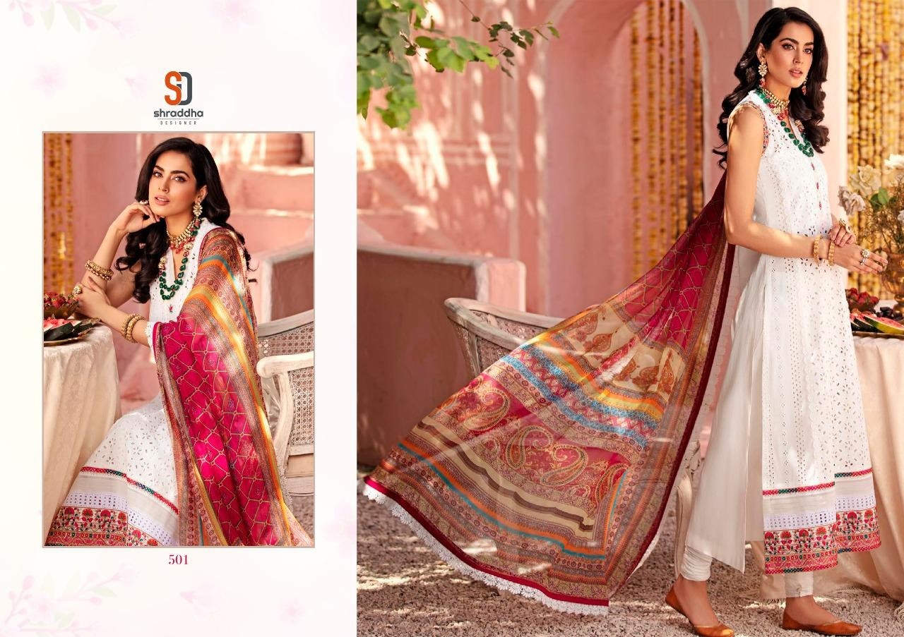 SHRADDHA DESIGNER NOOR VOL-5 501 CHICKEN WORK COLLECTION SALWAR KAMEZ