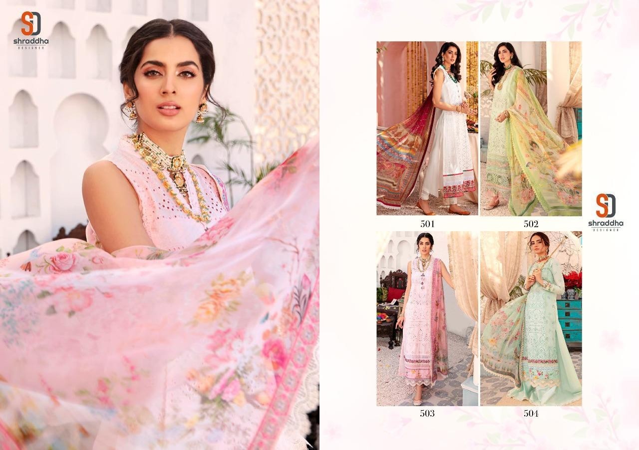 SHRADDHA DESIGNER NOOR VOL-5 501 CHICKEN WORK COLLECTION SALWAR KAMEZ