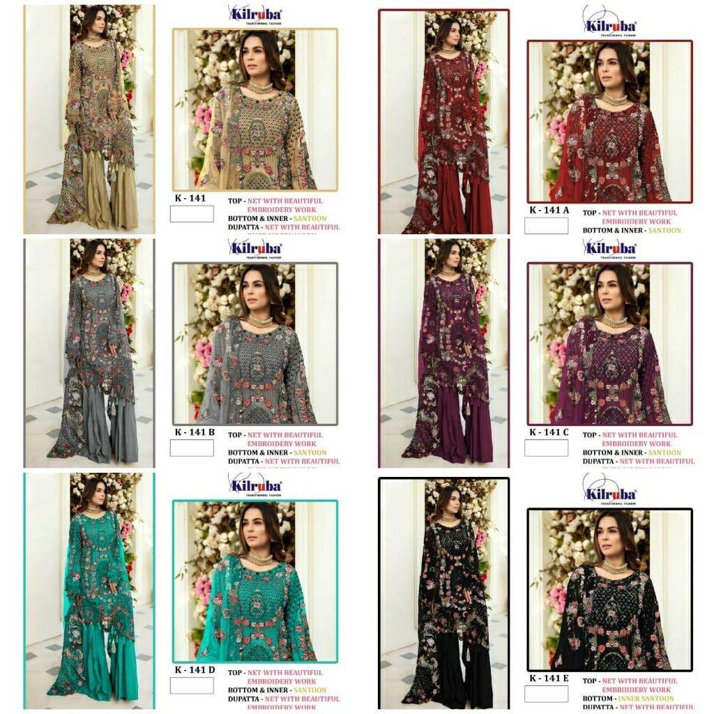 KILRUBA K-141 A PAKISTANI SUITS SINGALE AVAILABALE