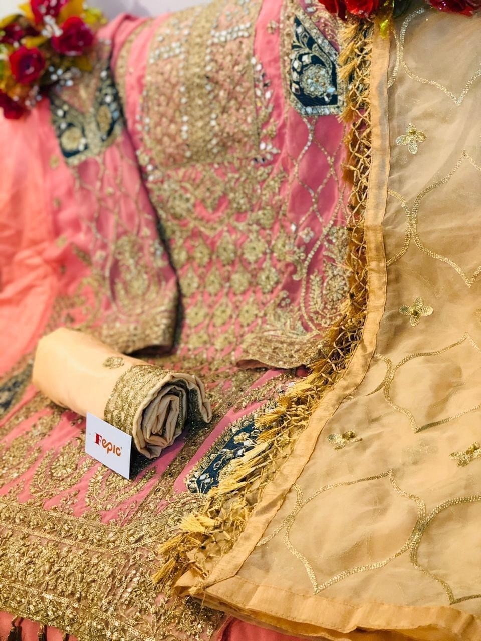 FEPIC ROSEMEEN C-1047 ORGANZA EMBROIDERED PAKISTANI SALWAR KAMEZ