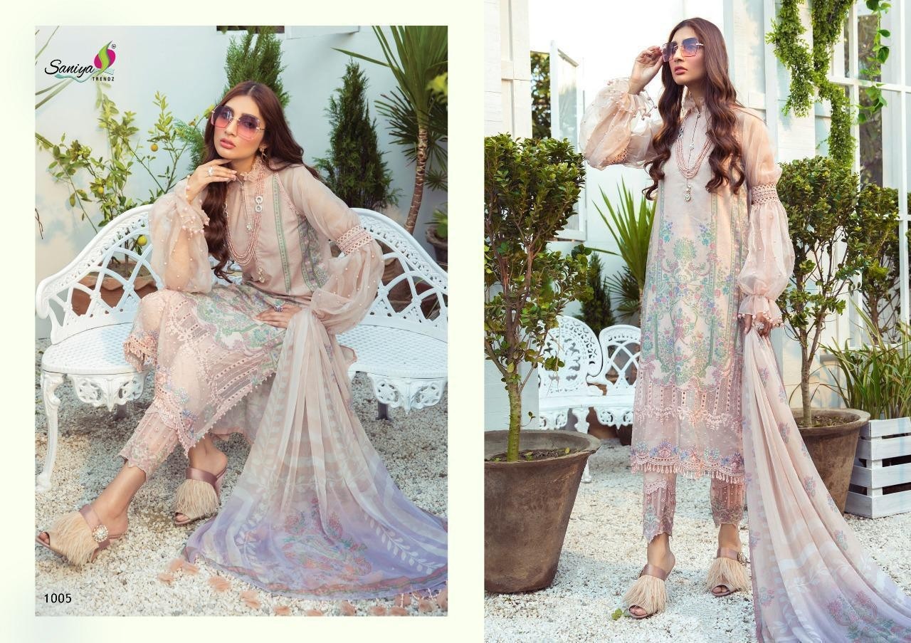 SANIYA TRENDZ MARIA B MPRIN 1005 SUMMER COLLECTION 21 SILVER CHIFFON DUPATTA