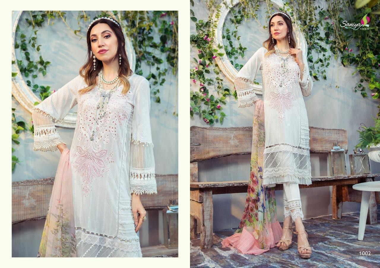 SANIYA TRENDZ MARIA B MPRIN 1002 SUMMER COLLECTION 21 SILVER CHIFFON DUPATTA