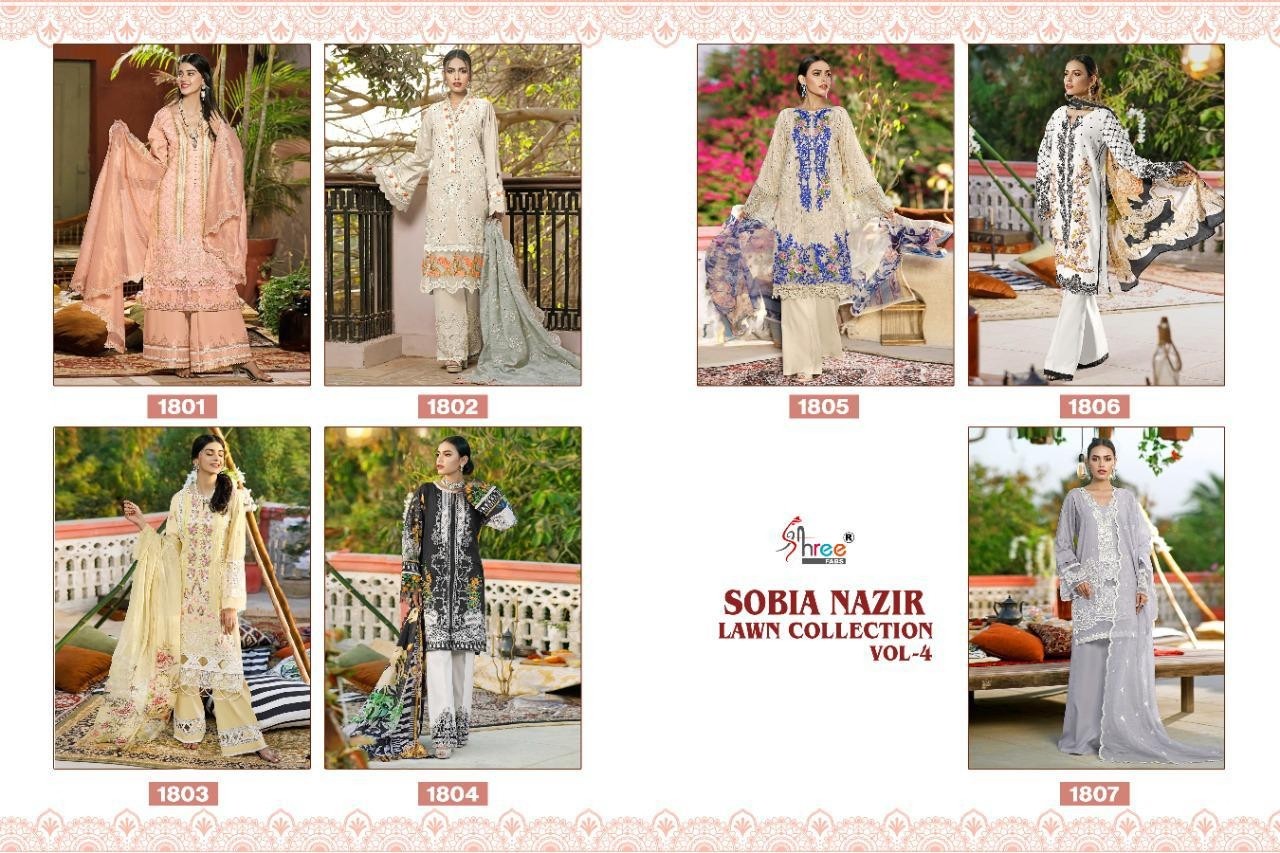 SHREE FABS SOBIA NAZIR LAWN COLLECTION VOL-4 1802 TABBY SILK DIGITAL DEALER