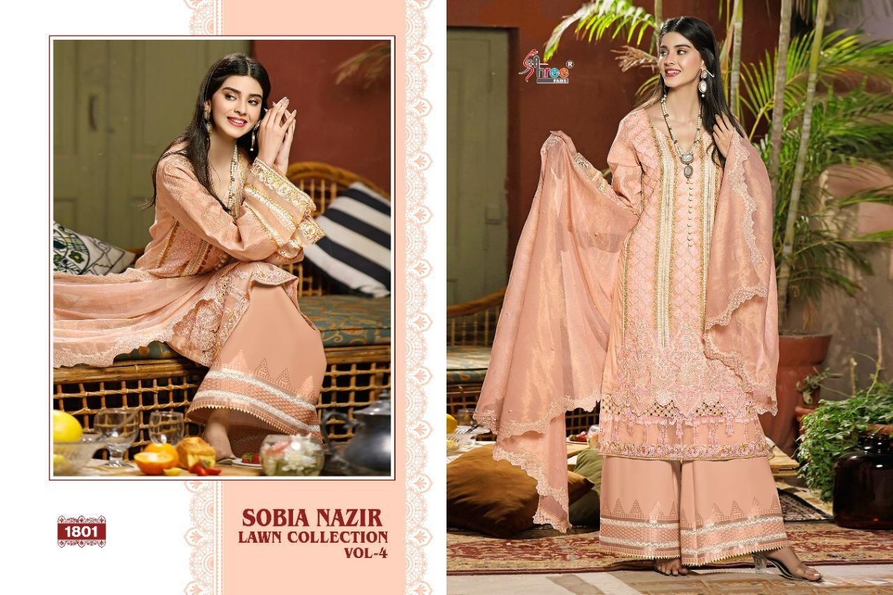 SHREE FABS SOBIA NAZIR LAWN COLLECTION VOL-4 1801 TABBY SILK DIGITAL DEALER