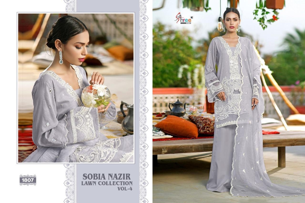 SHREE FABS SOBIA NAZIR LAWN COLLECTION VOL-4 1807 TABBY SILK DIGITAL DEALER
