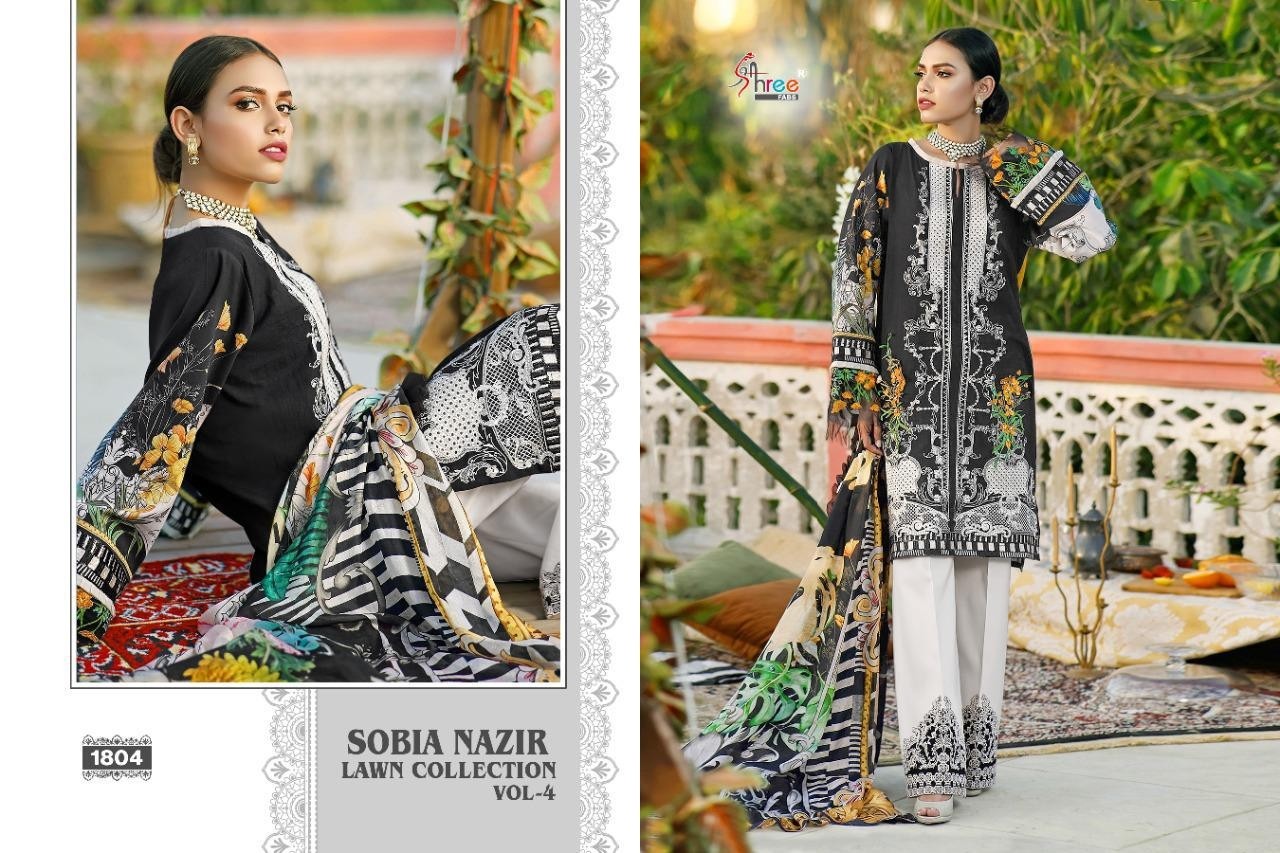 SHREE FABS SOBIA NAZIR LAWN COLLECTION VOL-4 1804 TABBY SILK DIGITAL DEALER