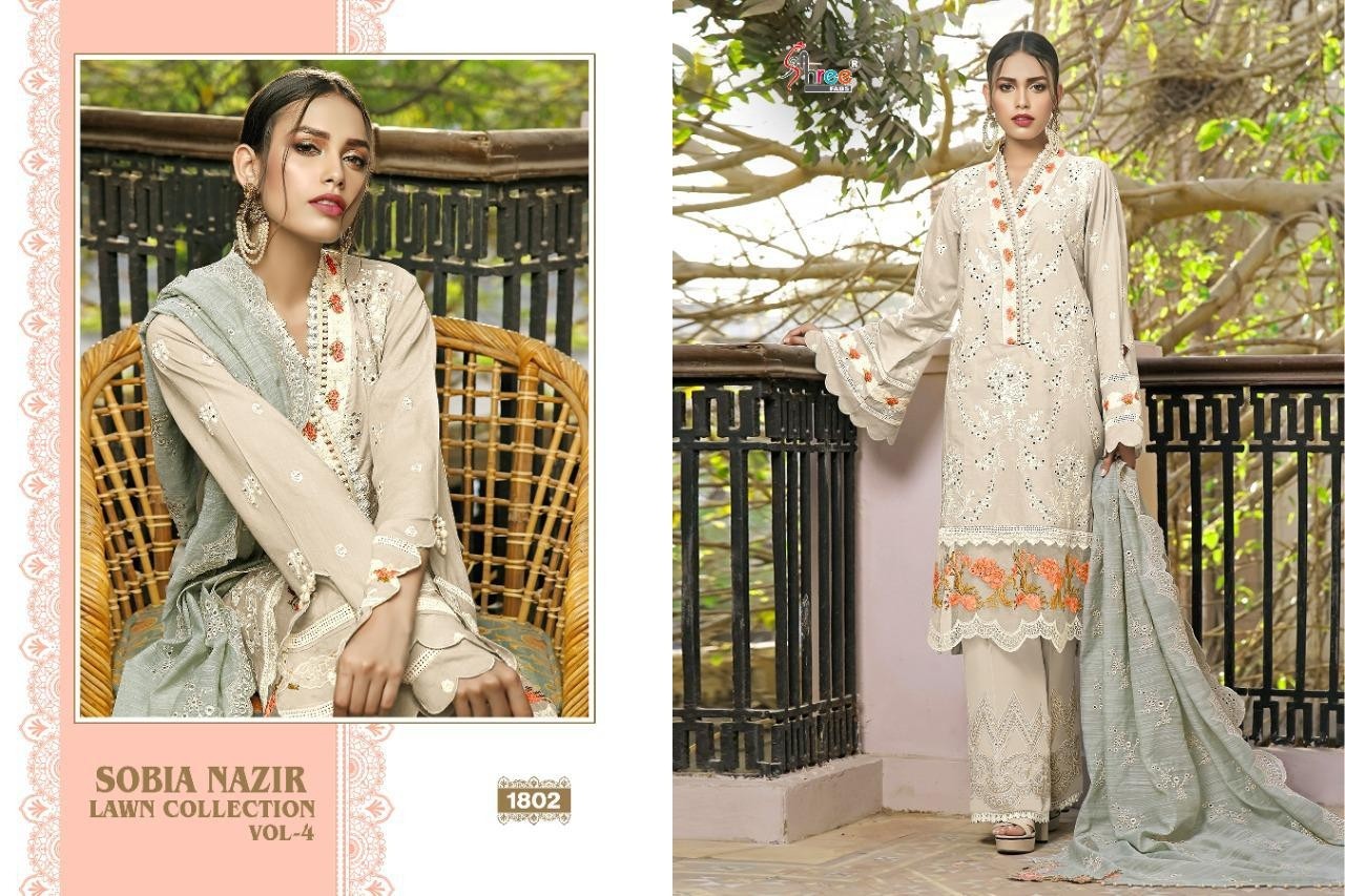 SHREE FABS SOBIA NAZIR LAWN COLLECTION VOL-4 1802 TABBY SILK DIGITAL DEALER