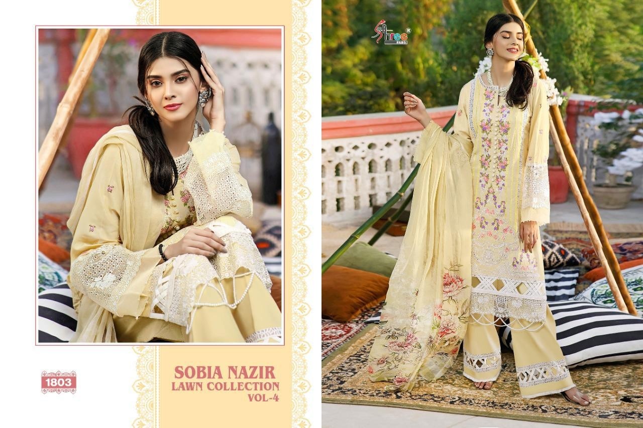 SHREE FABS SOBIA NAZIR LAWN COLLECTION VOL-4 1803 TABBY SILK DIGITAL DEALER