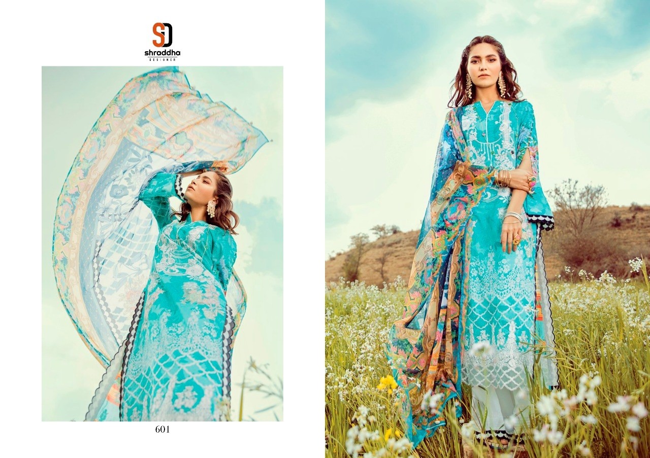 SHRADDHA DESIGNER VERONA 601 SALWAR KAMEZ PRINTED WITH EMBROIDERY