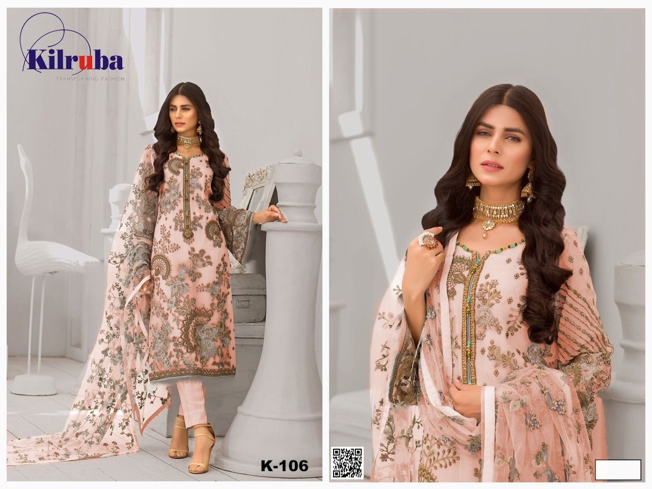 KILRUBA K-106 DUPATTA FINE CHIFFON SALWAR KAMEZ