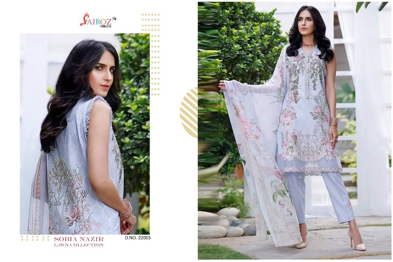 SAIROZ FABS SOBIA NAZIR LAWN COLLECTION 22001 TO 22003 PAKISTANI SUITS WHOLESALER IN SURAT