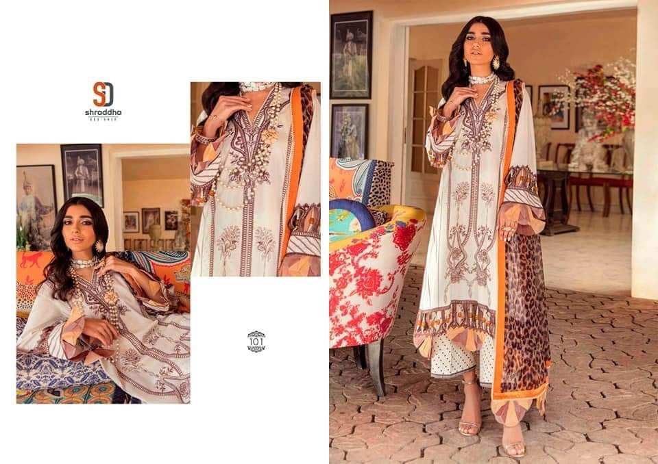 SHRADDHA DESIGNER SANA SAFINAZ PRINT COLLECTION 101 HEAVY PRINT SUITS