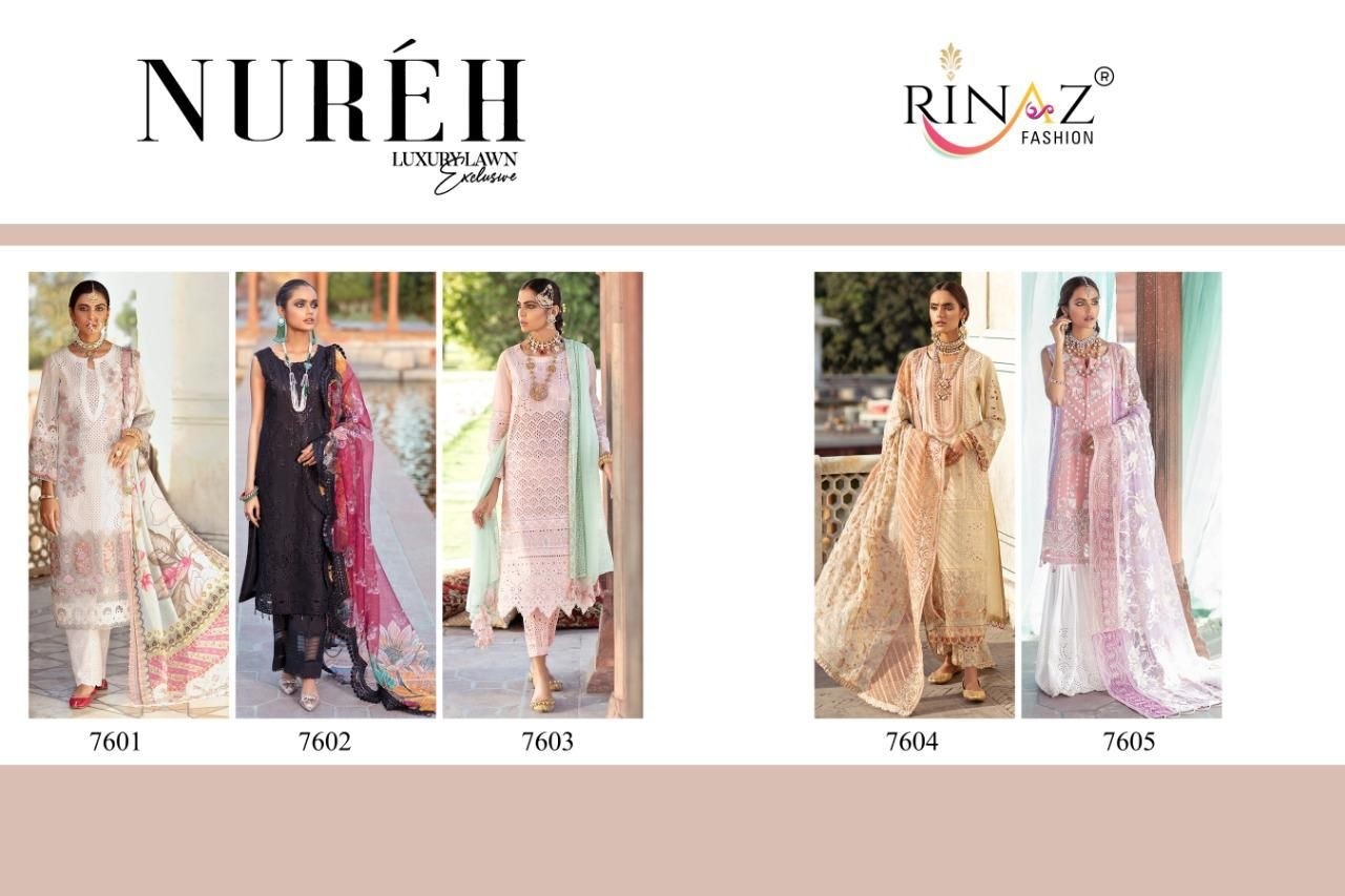 RINAZ FASHION NUREH LUXURY LAWN EXCLUSIVE 7602 PAKISTANI SUITS SALLING ONLINE