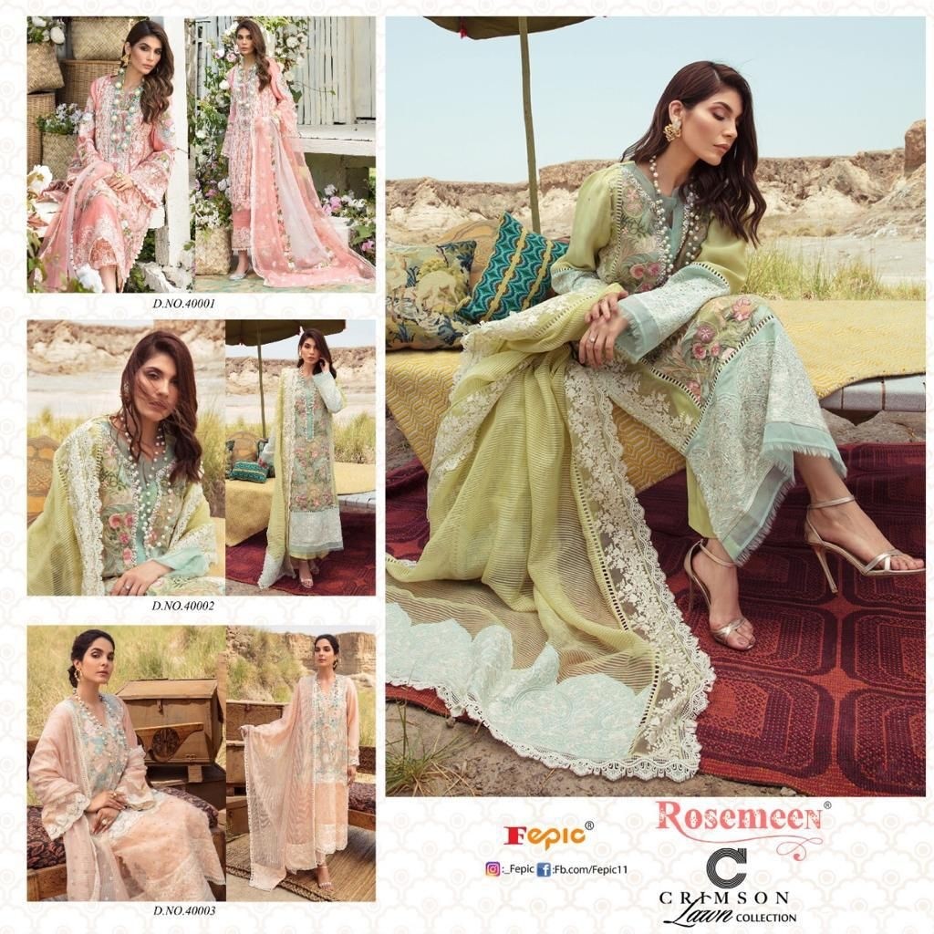 FEPIC ROSEMEEN CRIMSON LAWN COLLECTION 40002 PAKISTANI CONCEPT SUITS