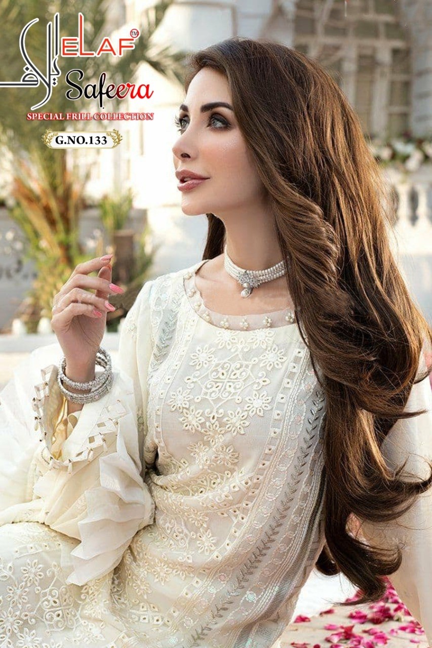 ELAF SAFEERA SPECIAL FRILL COLLECTION 133 BEST PAKISTANI SUITS
