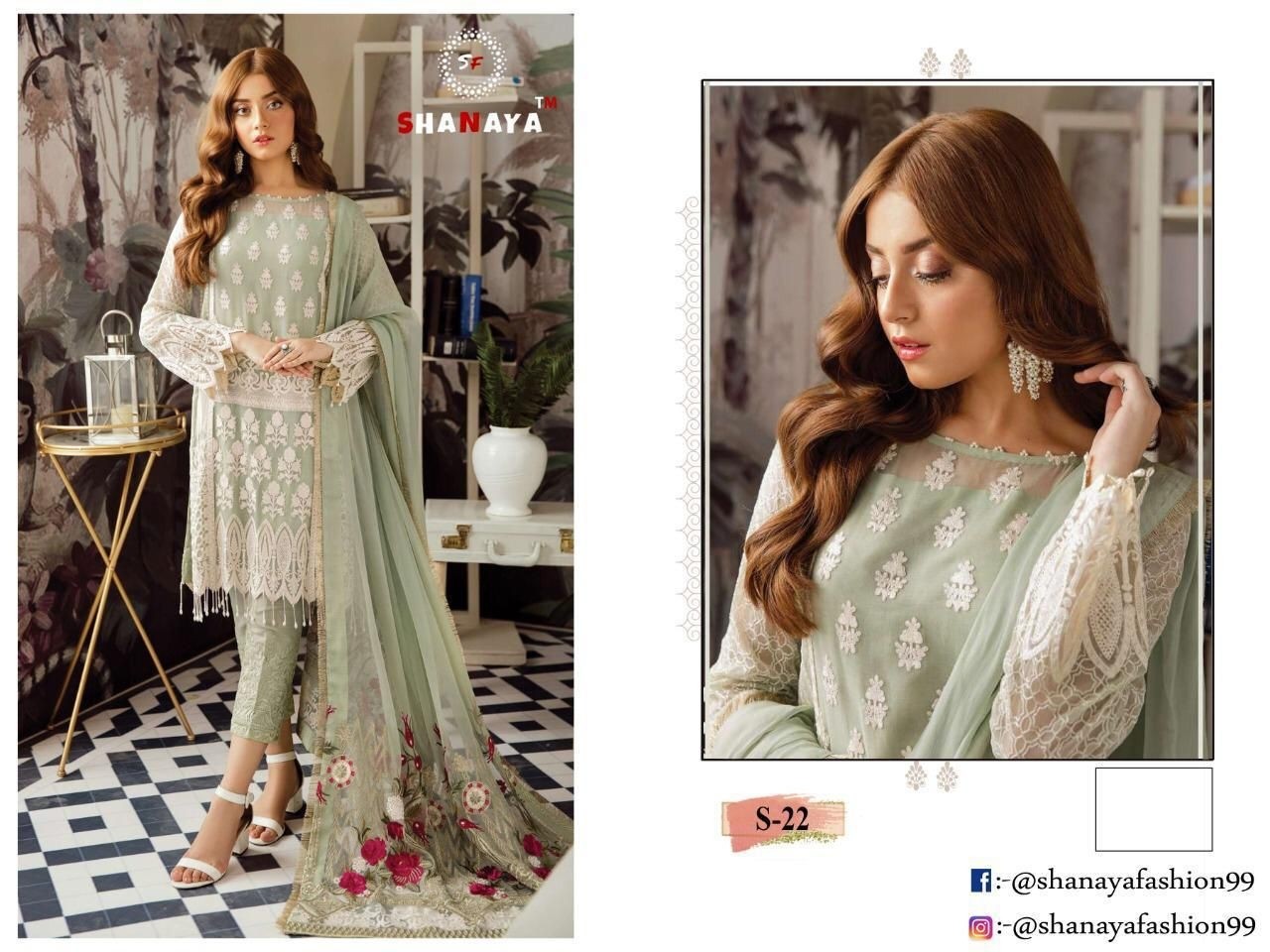 SHANAYA ROSE S-22 PAKISTANI SALWAAR KAMEEZ SINGALE