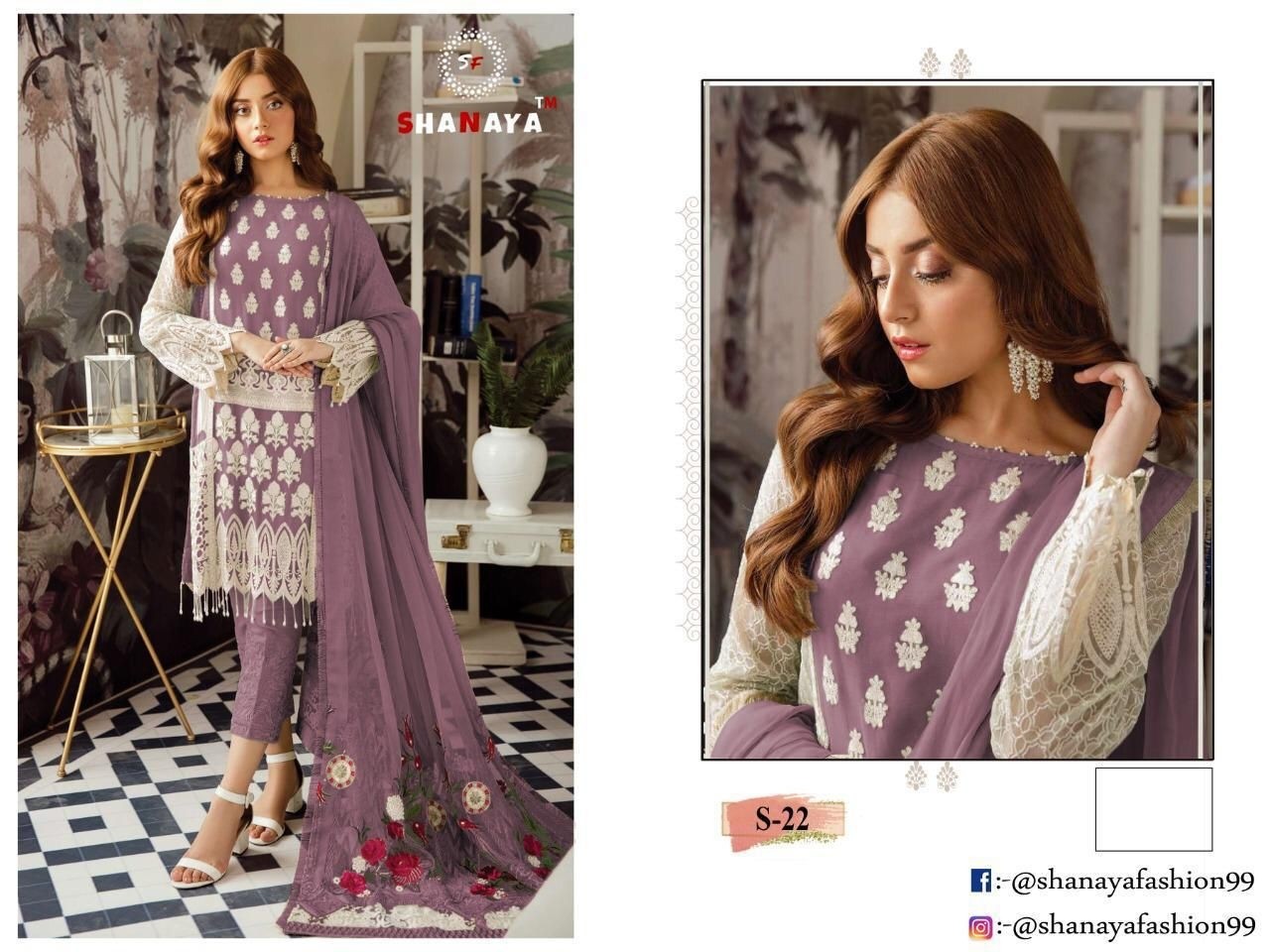 SHANAYA ROSE S-22-B PAKISTANI SALWAAR KAMEEZ SINGALE WHOLESALE
