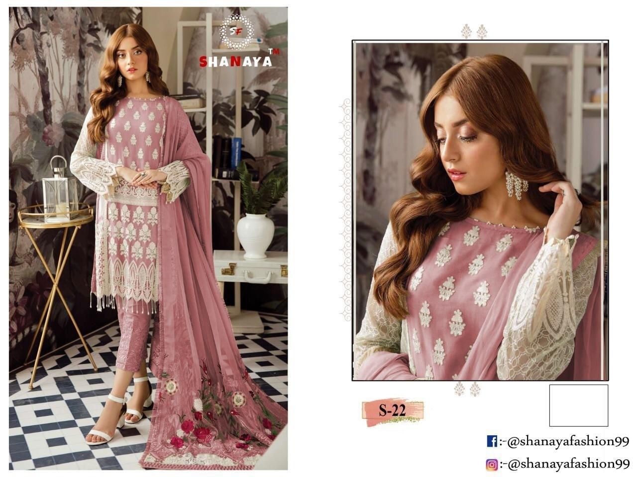 SHANAYA ROSE S-22-A PAKISTANI SALWAAR KAMEEZ FOX GORGEETE