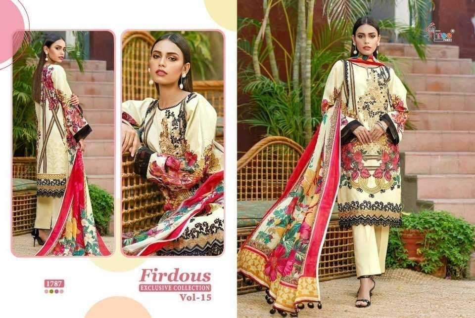 SHREE FABS 1787 FIRDOUS EXCLUSIVE COLLECTTION VOL-15 PAKISTANI SUITS COMPANY PRICE