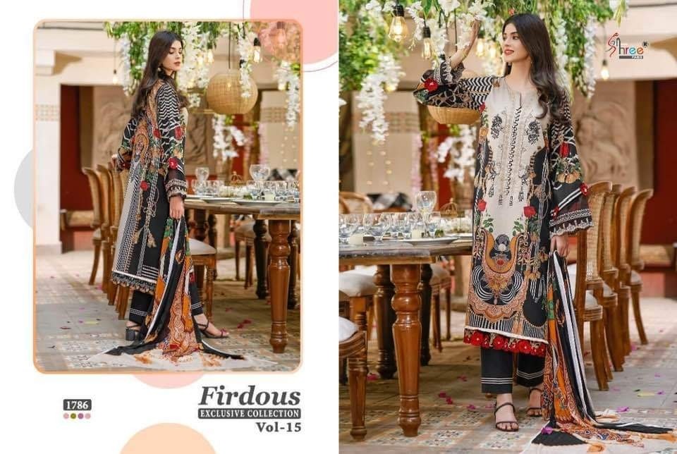 SHREE FABS 1786 FIRDOUS EXCLUSIVE COLLECTTION VOL-15 PAKISTANI SUITS COMPANY PRICE