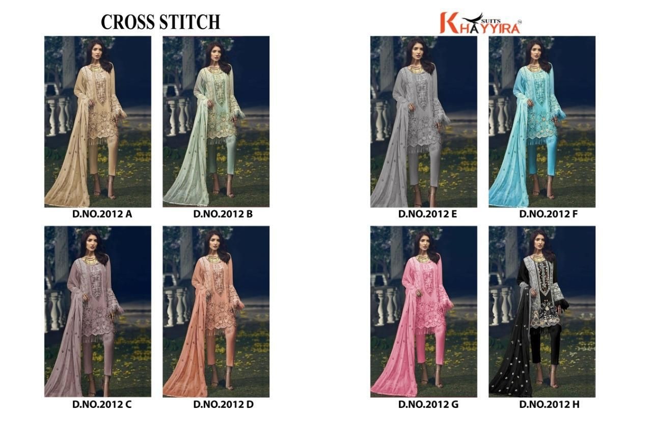 KHAYYIRA SUITS 2012-A TO 2012-H CROSS STITCH SALWAR KAMEZ MANUFACTURE SURAT