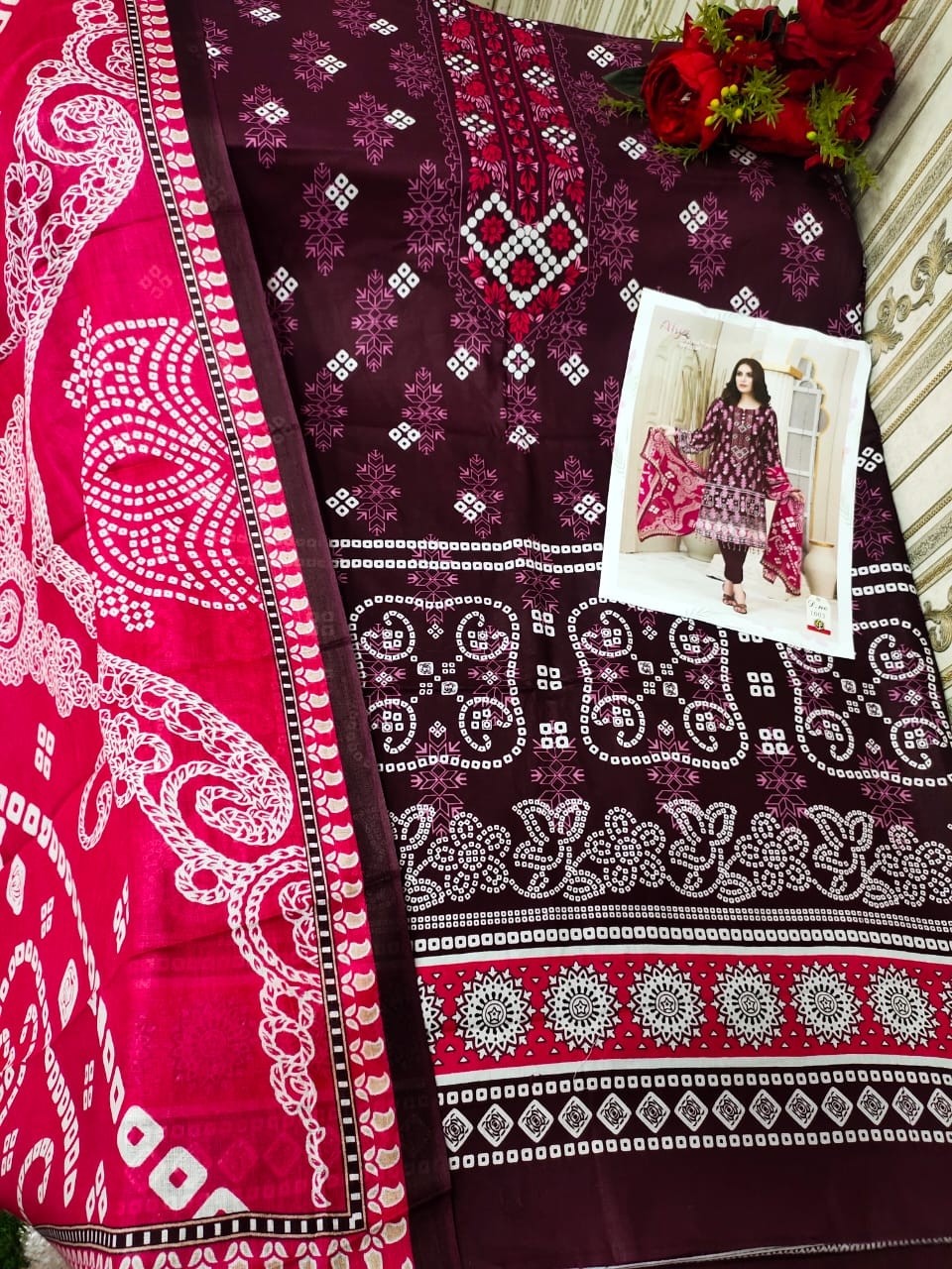 KEVAL FAB  ALIJA BANDHANI SPECIAL 1001TO1006 KARACHI SUITS COTTON PRINT