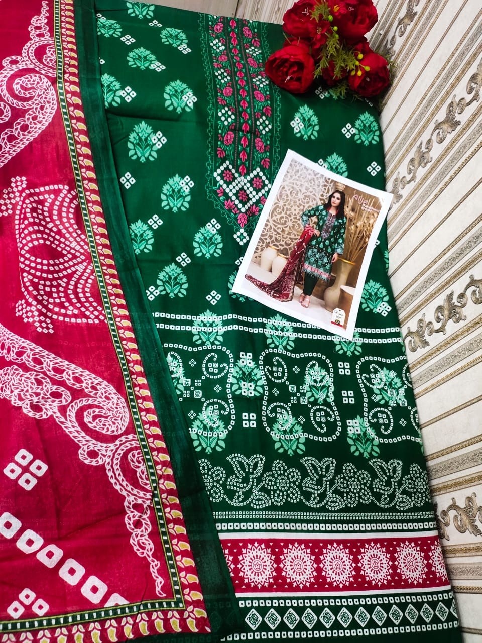 KEVAL FAB  ALIJA BANDHANI SPECIAL 1001TO1006 KARACHI SUITS COTTON PRINT