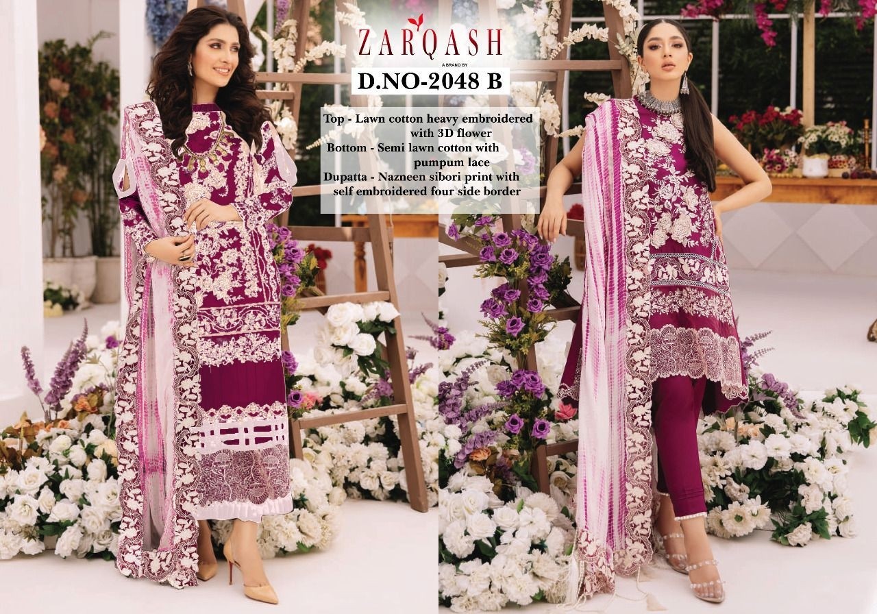 ZARQASH ARIANA LAWN 2048 A-B PAKISTANI SUITS BEST WHOLESALER
