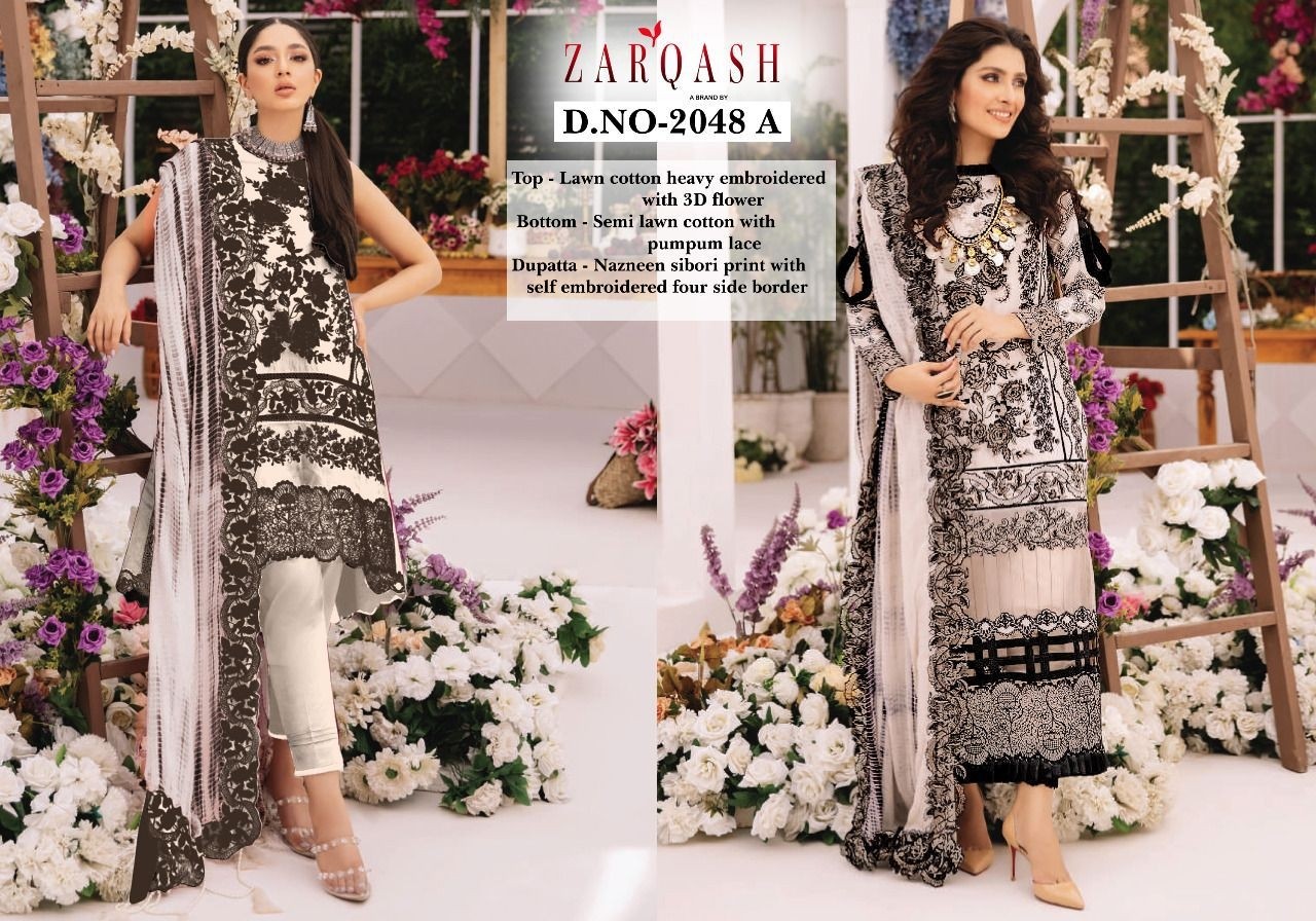 ZARQASH ARIANA LAWN 2048 A-B PAKISTANI SUITS BEST WHOLESALER