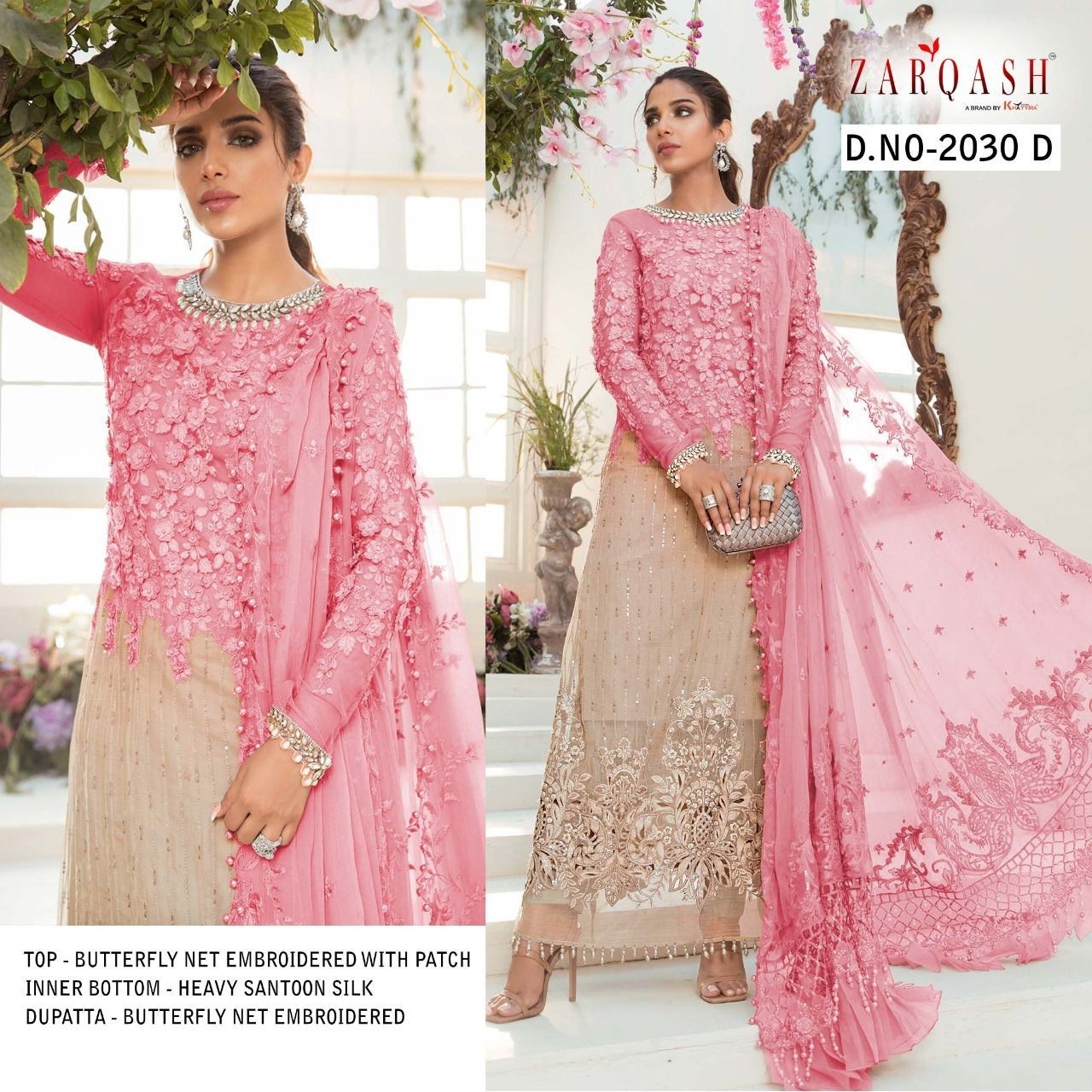 ZARQASH MBROIDERED MARIYA.B 2030 D HEAVY SANTOON WHOLESALE
