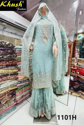 KHUSH FASHION 1101 H PLAZZO FULL STEACHED SHUBHAM WHOLESALER DEALER