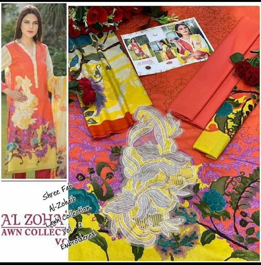 SHREE FABS 1754 AL ZOHAIB LAWN COLLECTION VOL-2 DESINGS-7 MANUFACTURER