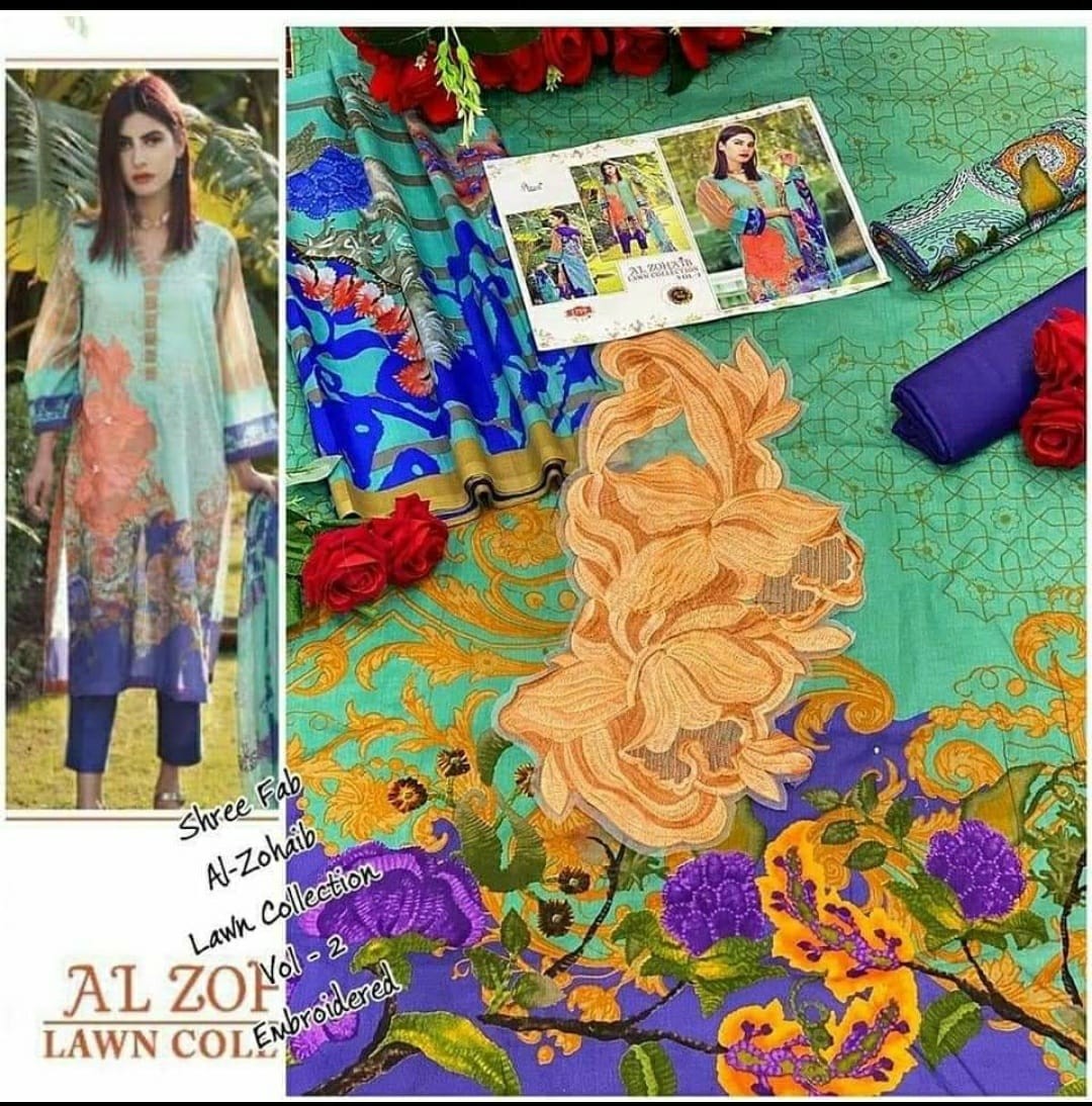 SHREE FABS 1754 AL ZOHAIB LAWN COLLECTION VOL-2 DESINGS-7 MANUFACTURER